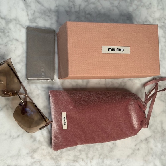 Miu Miu Brown Gradient Rimless Logo Sunglasses 80MM - Picture 8 of 8